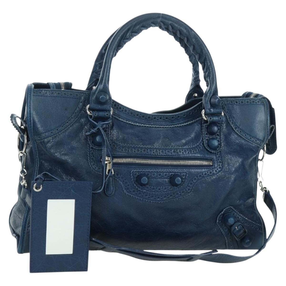 BALENCIAGA ジャイアントシティ ハンドバッグ レザー 2WAY ブルー
