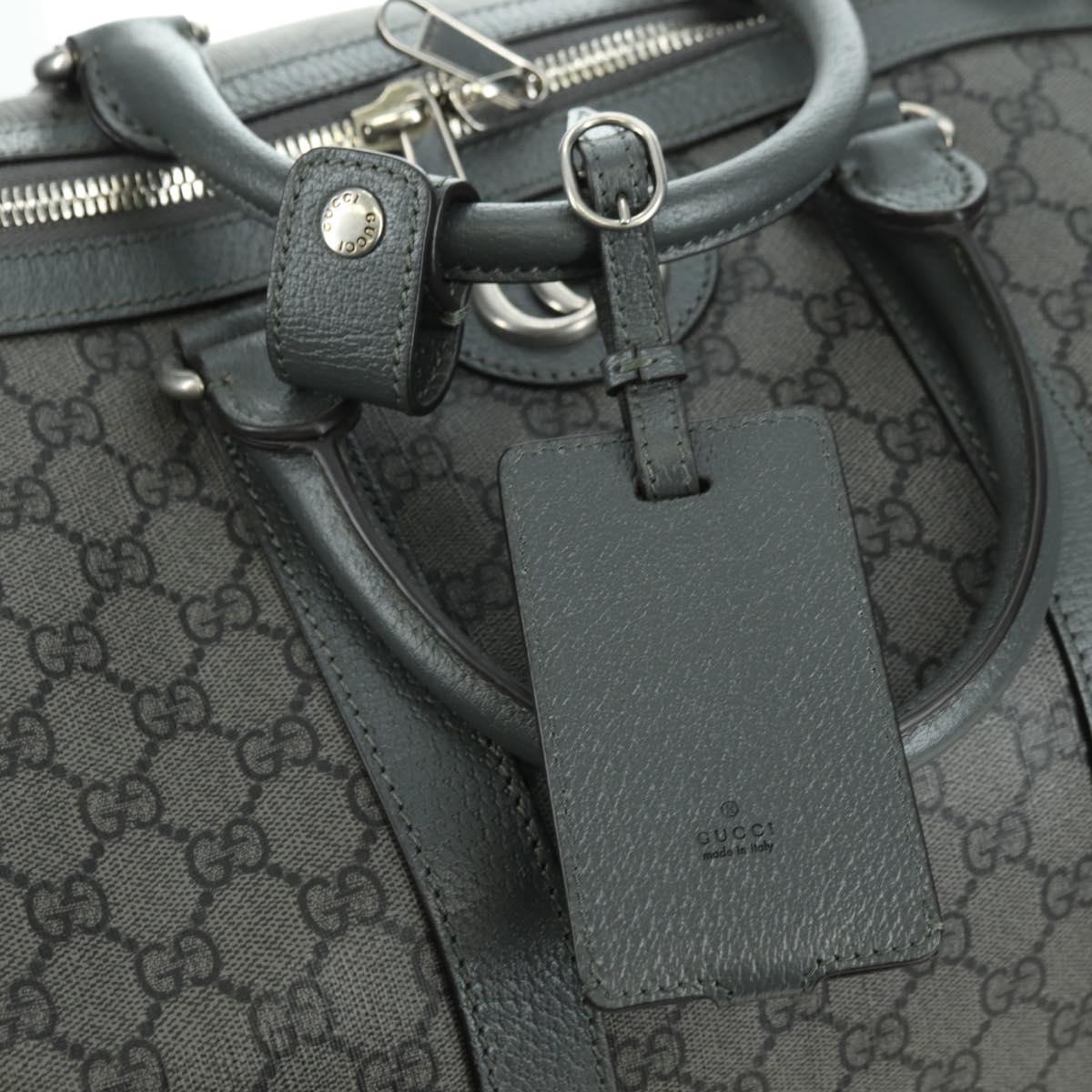 GUCCI GG Supreme Ophidia Boston Bag PVC Gray Silver 724612 Auth