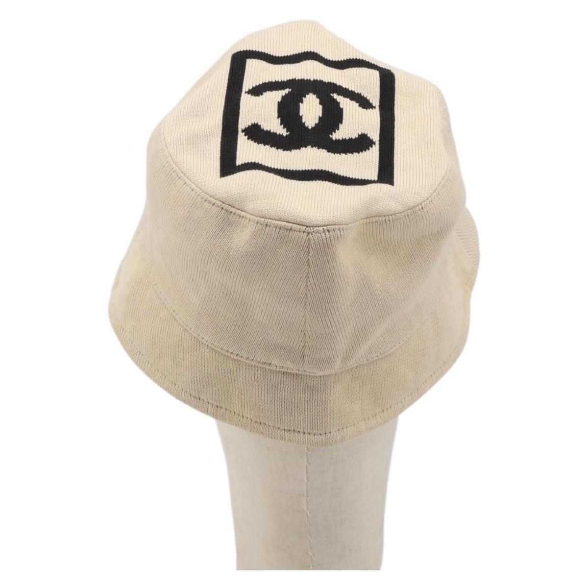 CHANEL 帽子 箱 CHANEL Hat Canvas S Beige CC Auth mr2524A – MixTHINKS