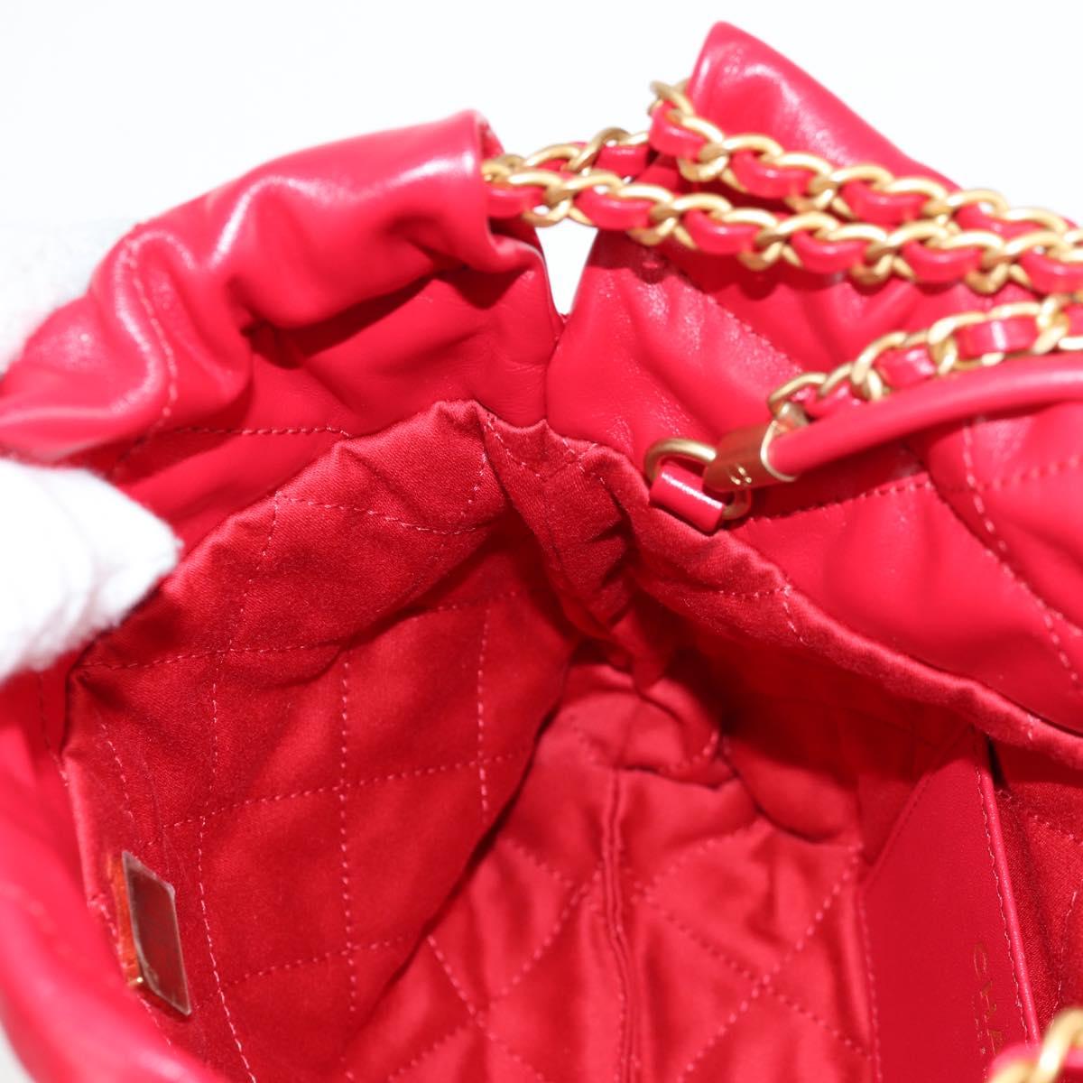CHANEL Chanel 22 Matelasse Chain Hand Bag Leather 2way Red Gold CC