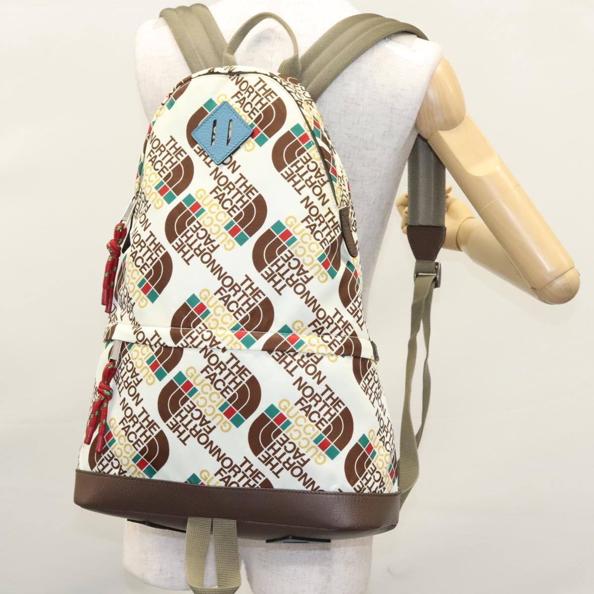 GUCCI GUCCI x THE NORTH FACE Backpack Nylon Cream 650288 Auth