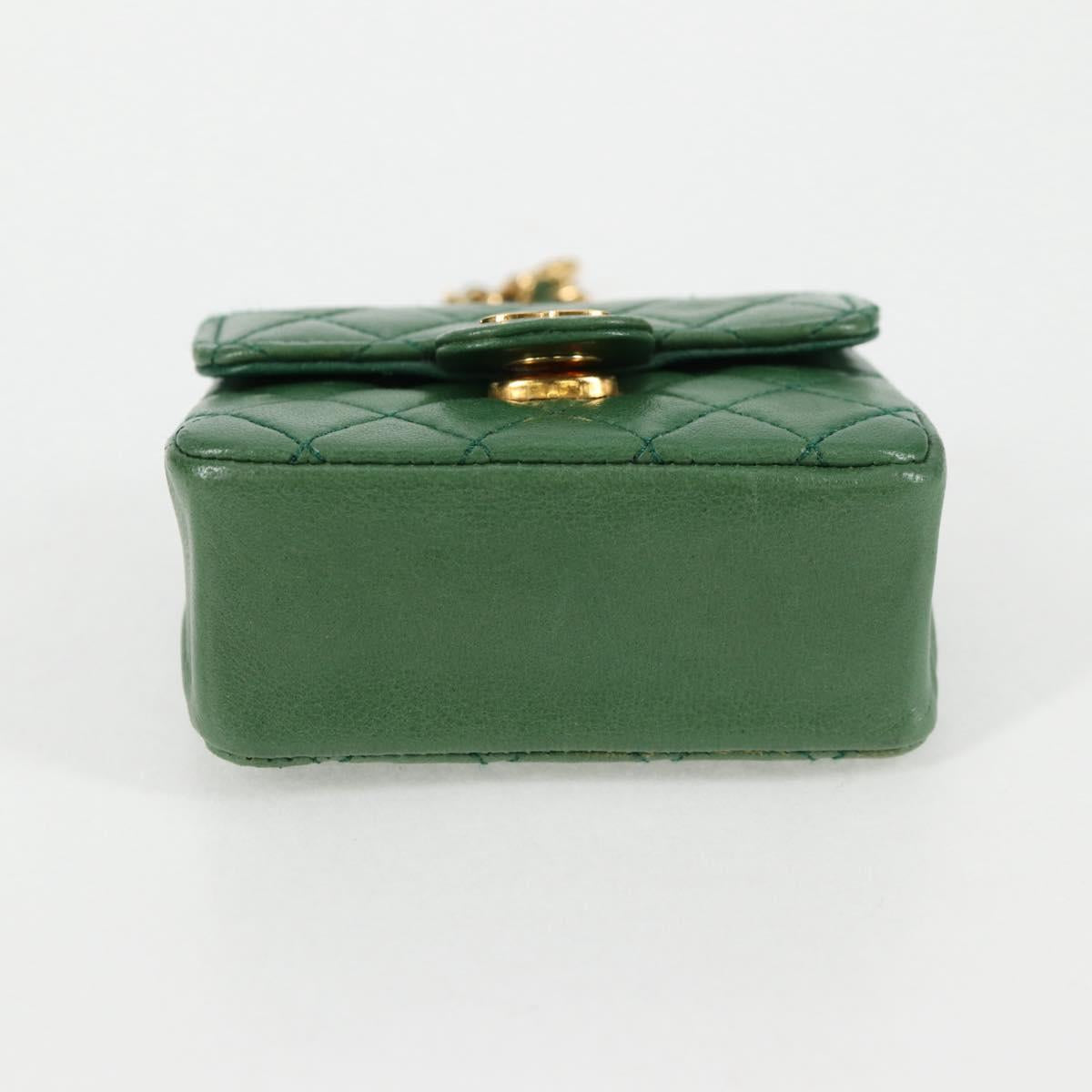 CHANEL Mini Mini Matelasse Chain Shoulder Bag Lamb Skin Green CC