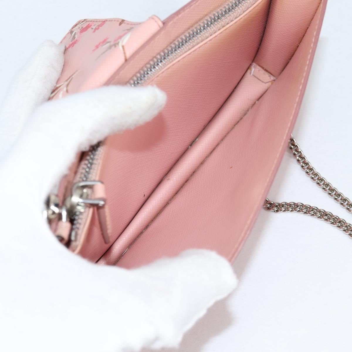PRADAフォン PRADA チェーン フォンケース レザー ピンク シルバー 正規品 SW1495V