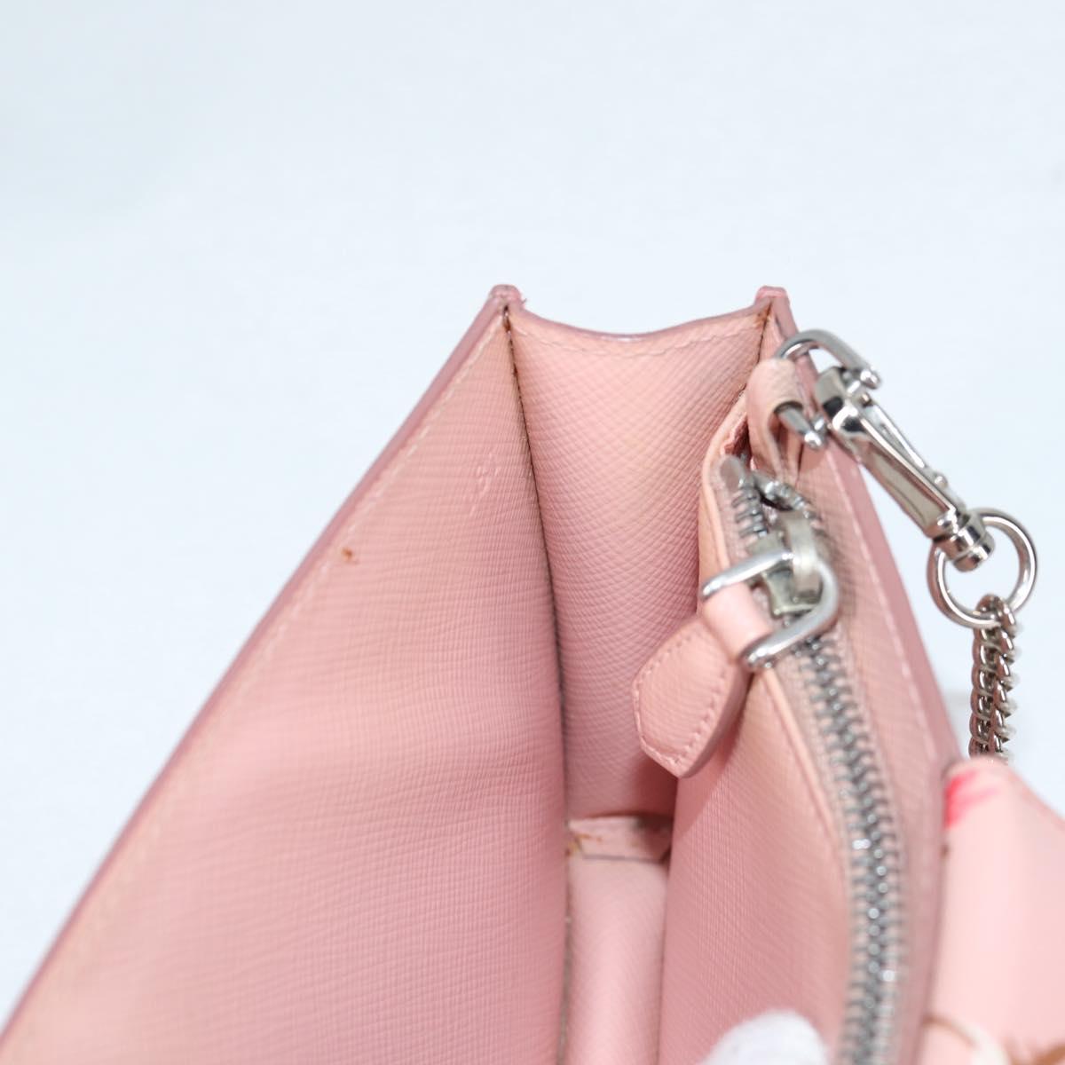 PRADA チェーン フォンケース レザー ピンク シルバー 正規品 SW1495V