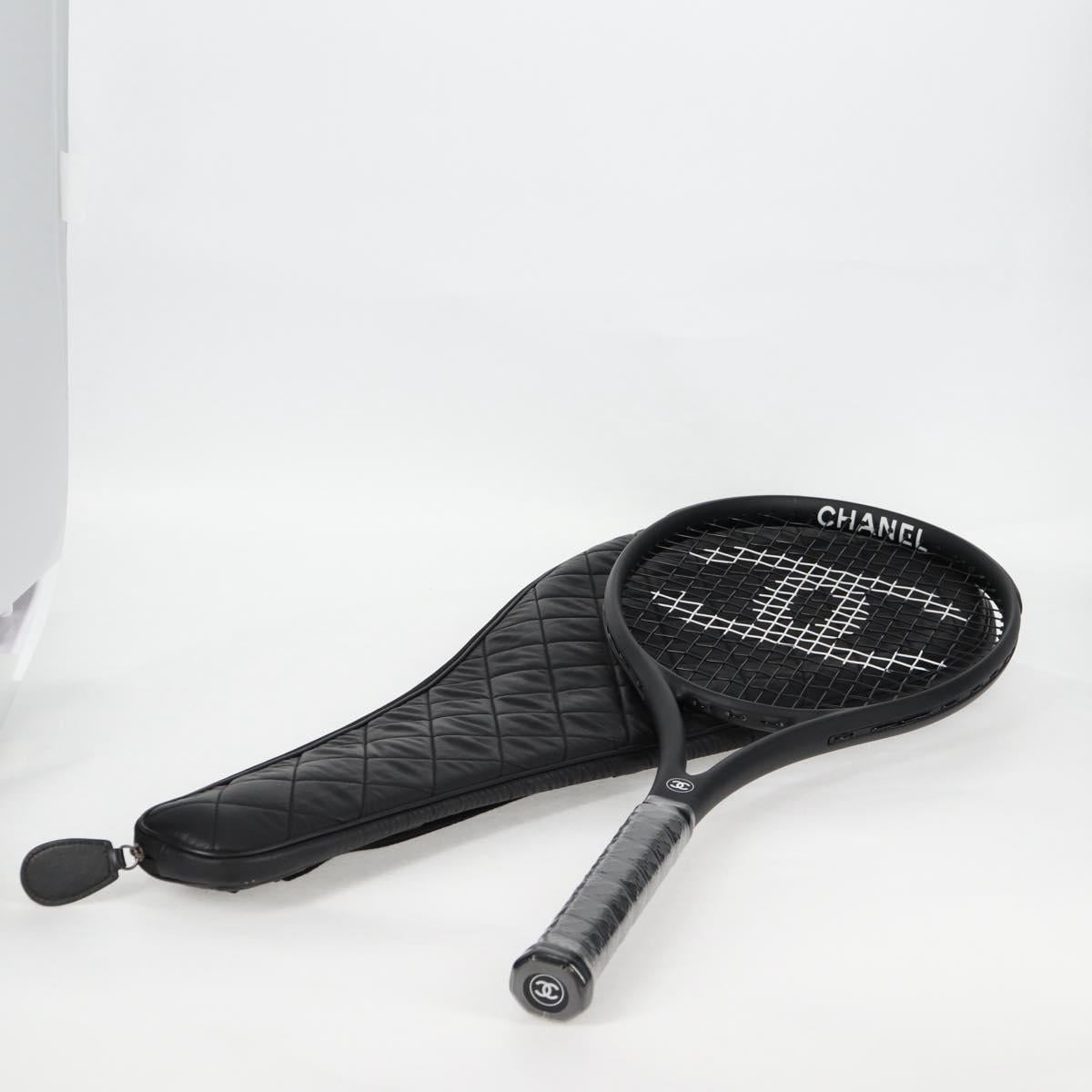 CHANEL Tennis Racket Case Set COCO Mark plastic Black White CC