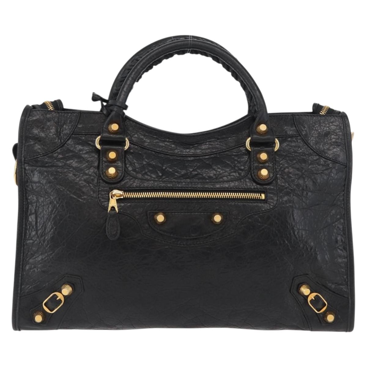 BALENCIAGA 黒 281770 シティバッグ BALENCIAGA The Giant City Bag Leather 2way Gold Black 281770 Auth