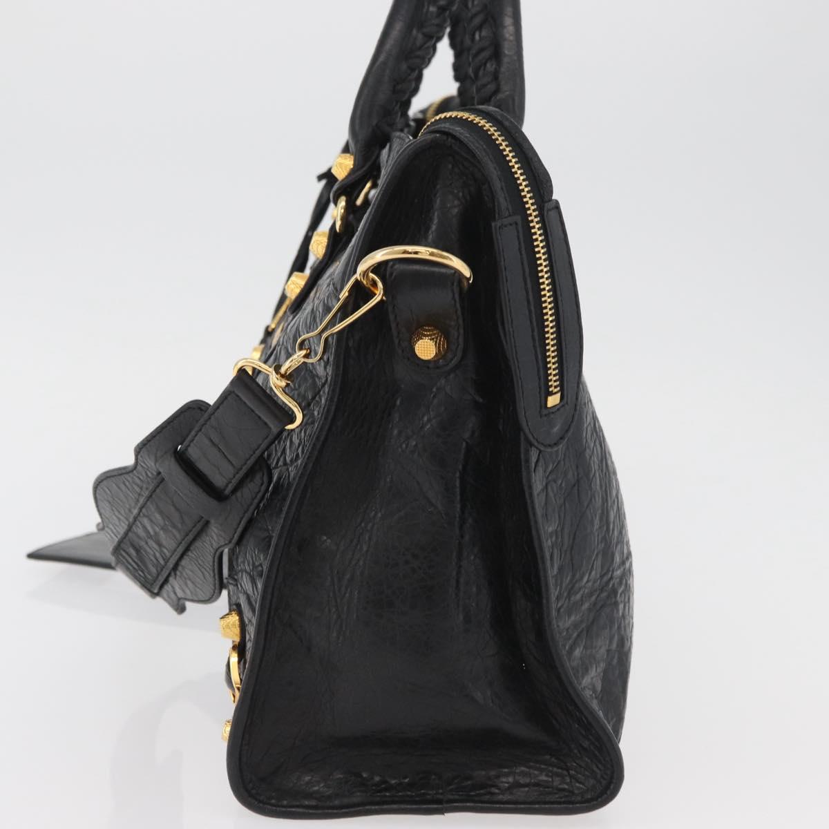 BALENCIAGA The Giant City Bag Leather 2way Gold Black 281770 Auth