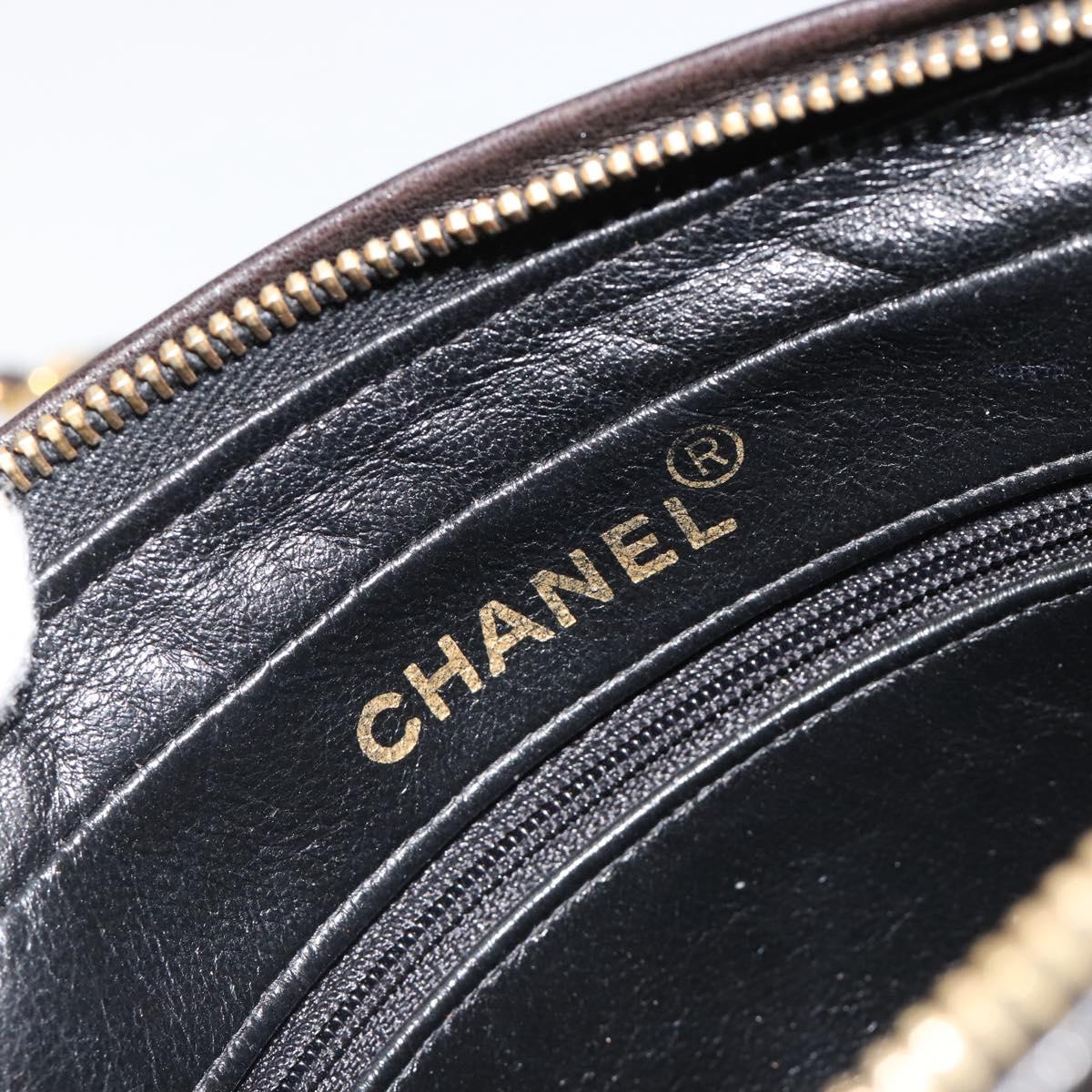 CHANEL Chain Shoulder Bag Lamb Skin Black Gold Matelasse CC Auth