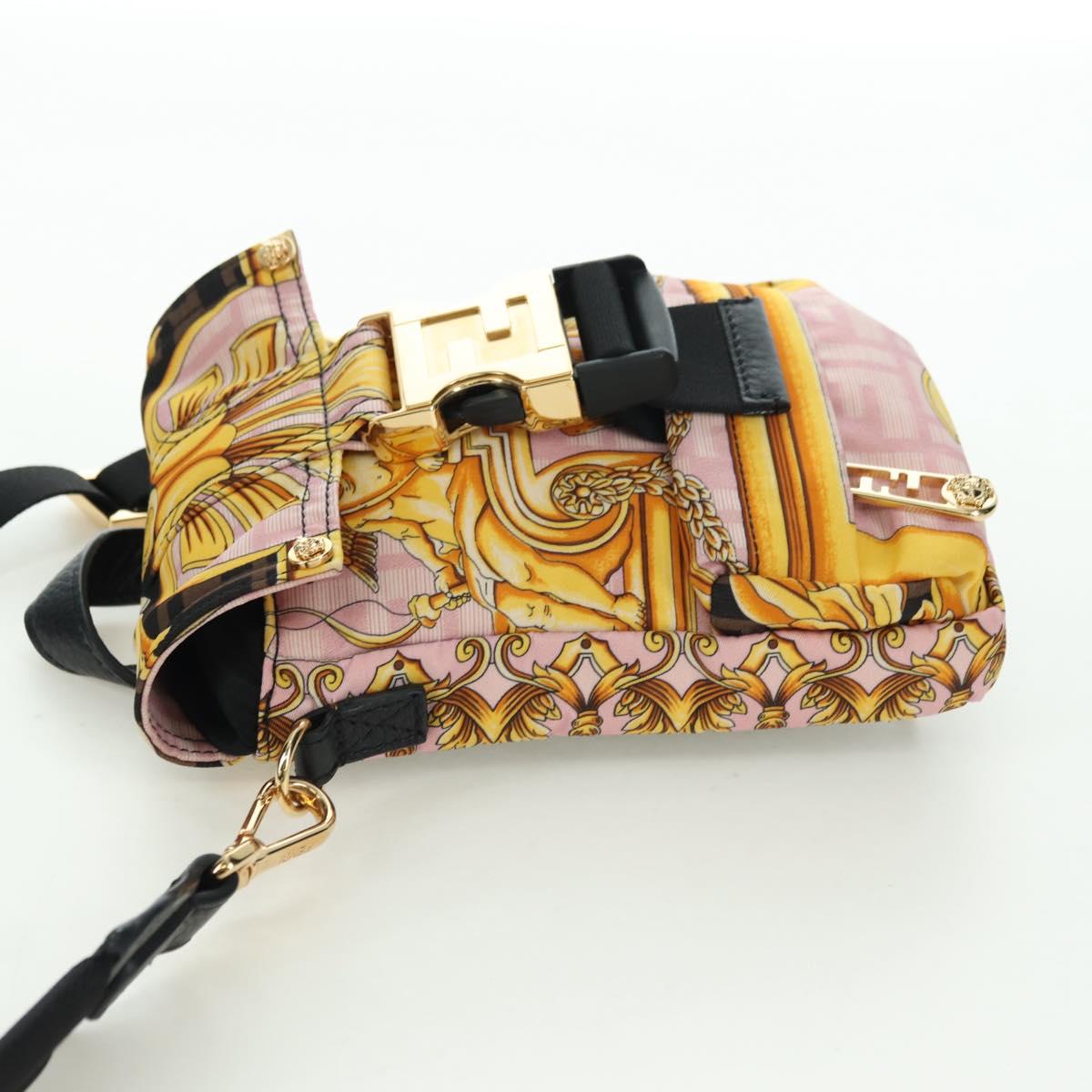 FENDI Zucca Canvas FENDACE Bag VERSACE Collaboration Pink Auth