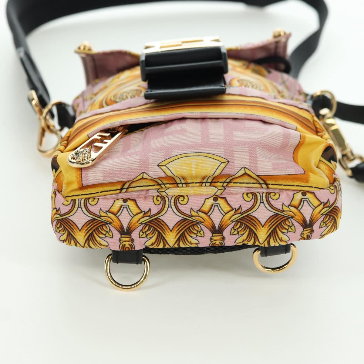 FENDI Zucca Canvas FENDACE Bag VERSACE Collaboration Pink Auth