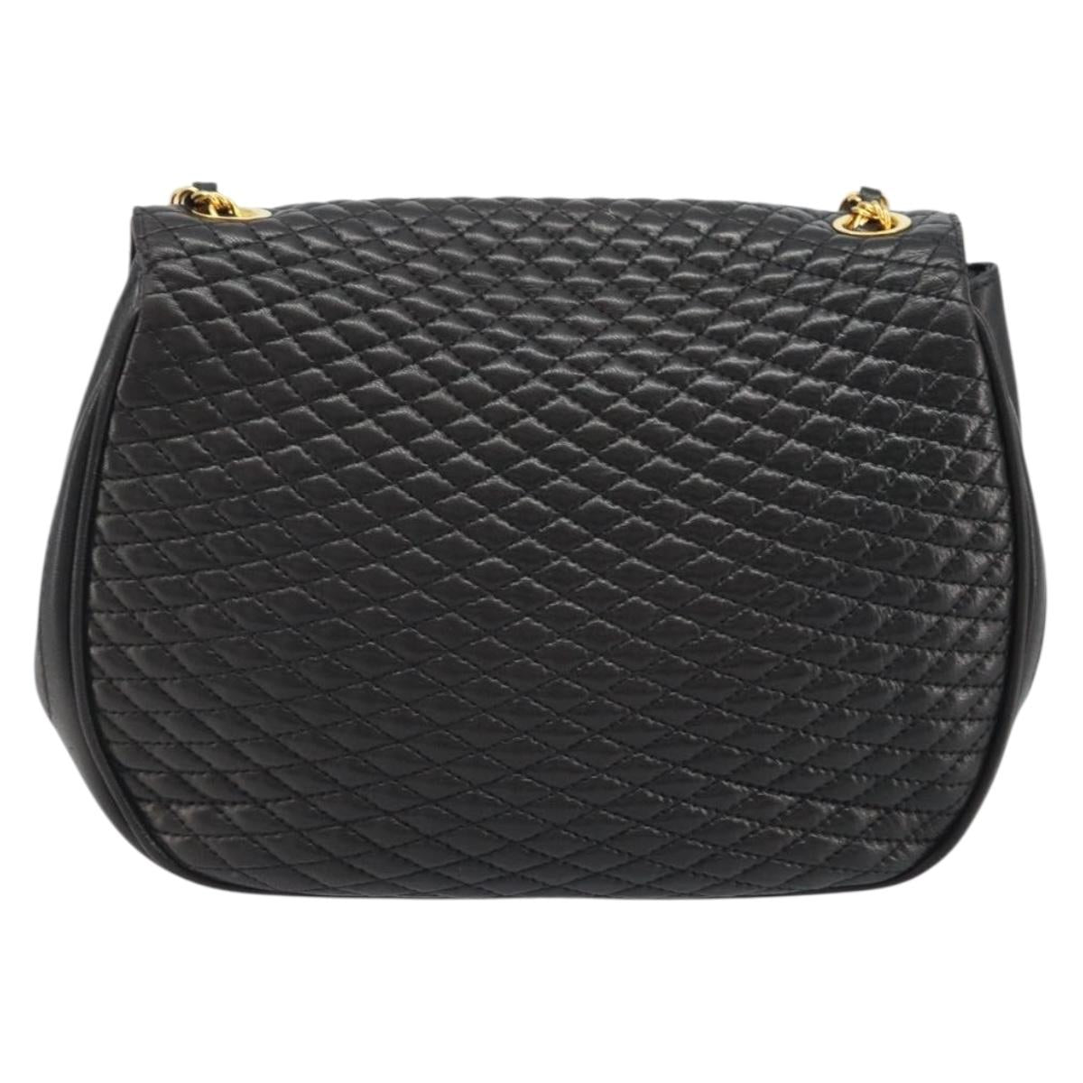 BALLY Chain Shoulder Bag Leather Black Gold Auth YKZ154A – MixTHINKS