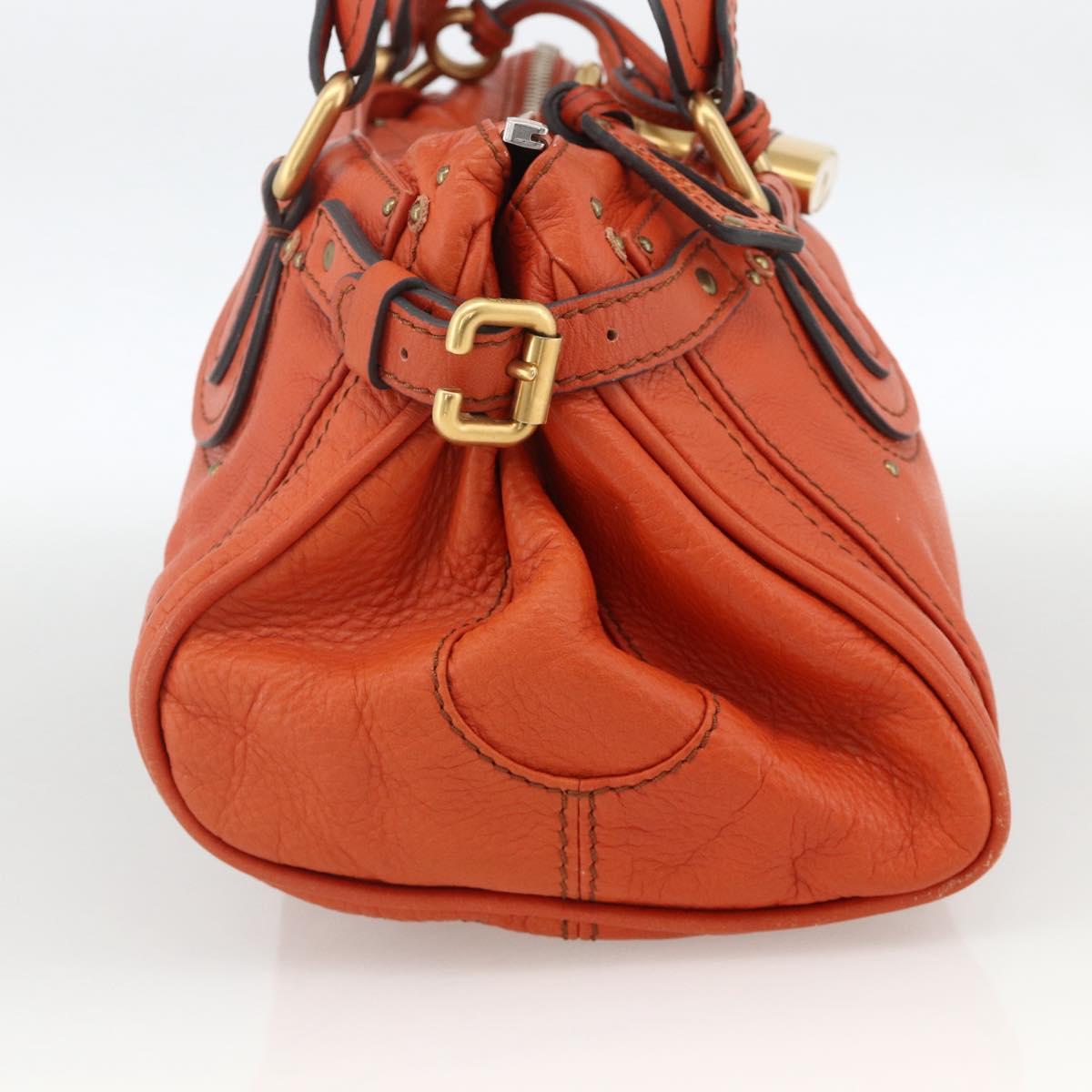 Chloe Paddington Hand Bag Leather Orange Gold Silver Auth